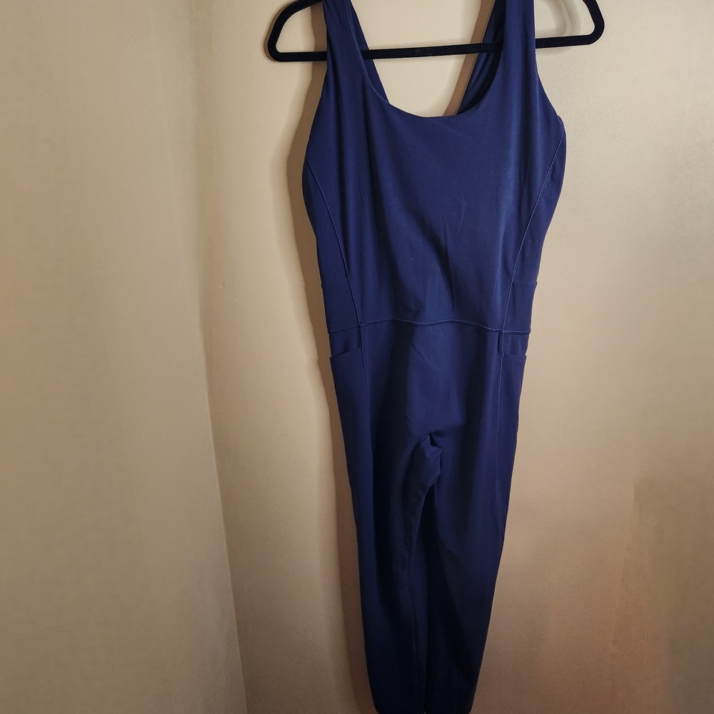 Athleta Salutation Stash Jumpsuit Navy Blue Sleeveless XL Tall Activewear